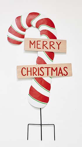 30" Metal Merry Christmas Candy Cane Garden Stake